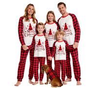 Feionusin Matching Christmas Pyjamas Family Sets Christmas Pajamas for Family and Dog Xmas Pjs Sets Festival Holiday Nightwear Sleepwear 05-Red | Christmas Tree
