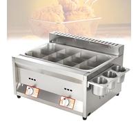 Feiphla Commercial Countertop LPG Gas Deep Fat Fryer Double Tank Deep Fat Fryer Stainless Steel Chip Fryers with Basket and Lid for French Fries Home Kitchen Restaurant Double-DeepFryingOden