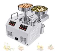 Feiphla Double Head Oil Press Machine,Automatic Automatic Electric Double Head Oil Press Machine,with Independent Control Panel,Double Oil Outlets,for Pepper, Soya