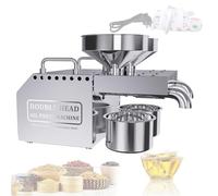 Feiphla Oil Press Machine,Oil Press Machine Quiet Double HeadOil,with Independent Control Panel,Double Oil Outlets, for Perilla, Rapeseed, Walnut