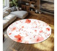 FEIPUHOME Art 120x120cm Rug Modern Minimalism Round Rugs Boho Floral Washable Non Slip Soft Floor Carpet for Classroom Dorm Apartment Under Table Indoor Decor