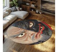 FEIPUHOME Art 120x120cm Rugs Oriental Opera Style Round Carpet Mysterious Portrait Pattern Rug for Living Room Bedroom Lobby Room Halloween Decorations Low Pile