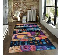 FEIPUHOME Art 120x150cm Area Rug Dreamy and Romantic Rugs Colorful Geometric Design Carpet Non Slip Soft Short Plush for Bedroom Dining Office Corridor Low Pile