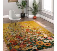 FEIPUHOME Art 120x150cm Area Rug Farmhouse Garden Rugs Colorful Flowers Throw Floor Mat Vintage Aesthetics Non-slip Entryway for Room Coffee Chair Carpet Low Pile