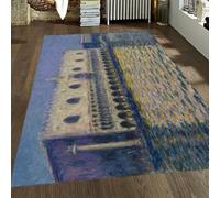 FEIPUHOME Art 120x150cm Rug Maritime City Scenery Rugs the Doge's Palace Famous Paintings Prints Floor Carpet Non Slip Low Pile Indoor Outdoor Hallway Door Mat