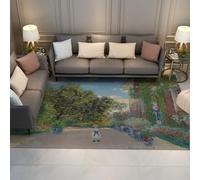 FEIPUHOME Art 120x150cm Rug Rural Style Rugs the Artist's House at Argenteuil Famous Painting Print Carpet Low Pile Non Skid for Living Room Office Corridor