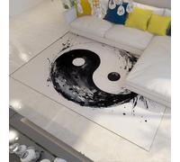 FEIPUHOME Art 120x180cm Area Rug Chinese Ink Painting Washable Rugs for Living Room Yin Yang Tai Chi Carpet Non Slip Low Pile Soft Bedroom Decor Black and White