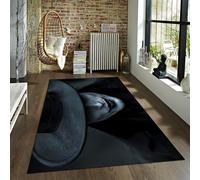 FEIPUHOME Art 120x180cm Area Rug Dark Aesthetic Rugs Mysterious Stranger Figure with Black Hat Pattern Carpets for Bedroom Living in Front of Fireplace Low Pile