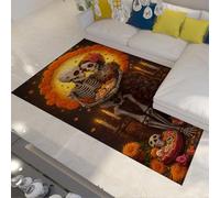 FEIPUHOME Art 120x180cm Area Rug Romantic Mexican Theme Rugs Skeleton Lovers Couple Day of the Dead Carpet Non Slip Soft Low Pile for Bedroom Dining Office Corridor