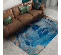 FEIPUHOME Art 120x180cm Area Rugs Surrealism Rug Dreamlike Blue Face Carpet Soft Non-slip Rubber Backing Floor Mats in Front of Fireplace Farmhouse Modern Decor