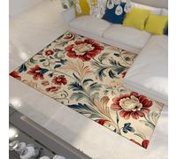 FEIPUHOME Art 120x180cm Rugs Retro and Gorgeous Large Low Pile Rug Romantic Flowers and Leaves Carpet for Studio Office Conference Room Decor Machine Washable