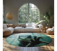 FEIPUHOME Art 160x160cm Rug Horror Theme Indoor Round Rugs Dinosaur Lizard Mysterious Prehistoric Reptile Prints Carpet Soft Comfy Teen Bedroom Home Decoration
