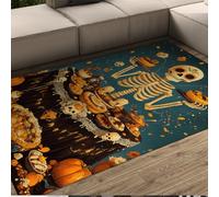 FEIPUHOME Art 160x230cm Area Rug Gothic Skeleton Feast Washable Rugs for Living Room Autumn Halloween Theme Soft Carpet Bedroom Decor Non Slip Low Pile Lightweight