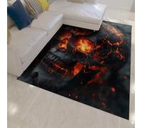 FEIPUHOME Art 160x230cm Area Rugs Gothic Style Rug Burning Skulls and Roses Large Bedside Carpet for Home Office Bedroom Living Room Front Door Foyer Low Pile
