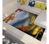 FEIPUHOME Art 160x230cm Rug Rustic Style Autumn Mountain Valley Landscape Rugs Wheat Fields Forests Streams Printed Indoor Carpet for Bedroom Bedside Low Pile