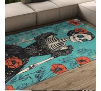 FEIPUHOME Art 180x240cm Area Rug Day of the Dead Skeleton Rugs Gothic Horror Theme Bedside Carpet Non Slip Washable for Apartment Hallway Mud Room Home Decor