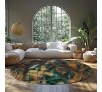 FEIPUHOME Art 200x200cm Rug Cubism Abstract Round Rugs the Park Famous Painting Prints Carpet Washable Non Slip for Living Room Bedroom Entryway Low Pile Foldable