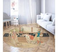 FEIPUHOME Art 200x200cm Rugs Aesthetic Illustration Art Round Rug Saint George Famous Painting Printing Carpets for Living Room Bedroom Hallway Washable Low Pile