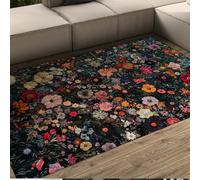 FEIPUHOME Art 200x300cm Rug Rural Garden Rugs Retro Floral Soft Washable Non Slip Low Pile Carpet for Living Room Bedroom Entryway Under Table Home Office