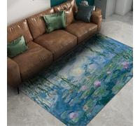 FEIPUHOME Art 200x300cm Rugs Impressionism Vintage Rug Water Lilies Famous Painting Printing Non Slip Soft Low Pile Carpet for Bedroom Dining Office Corridor
