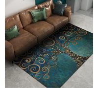 FEIPUHOME Art 60x90cm Area Rug Blue Retro Indoor Non-slip Rugs Mysterious Tree of Life Machine Washable Carpet for Living Dining Dorm Room Bedroom