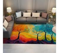 FEIPUHOME Art 60x90cm Area Rugs Tree of Life Rugs Colorful Liquid Flow Abstract Texture Carpet for Living Room Bedroom Hallway Machine-Washable Low Pile