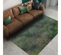FEIPUHOME Art 60x90cm Rug Wild Grasses and Flowers Rugs Banks of the Seine at Vétheuil Famous Painting Print Carpet for Living Bedroom Non Slip Rug Low Pile