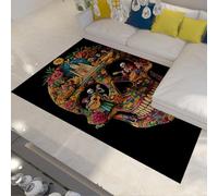 FEIPUHOME Art 90x120cm Area Rug Mexican Style Indoor Rugs Day of the Dead Colorful Skull Carpet with Anti-Slip Backing Washable for Living Room Bedroom Study Room