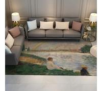 FEIPUHOME Art 90x150cm Rug Riverside Scenery Rugs the Rainbow Famous Painting Prints Large Bedside Carpet Soft Low Pile for Home Office Living Room Washable