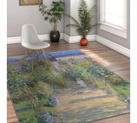 FEIPUHOME Art 90x150cm Rug Sunflowers Rugs the Artist's Garden at Vétheuil Famous Painting Print Carpet Soft Comfortable for Family Living Room Bedroom Low Pile