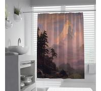 FEIPUHOME Art Aesthetic Design Shower Curtain for Bathroom Sunrise on the Matterhorn Famous Painting Printing Bath Curtains Polyester Waterproof 200 x 240 cm