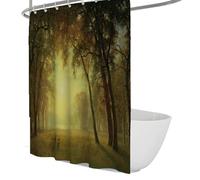 FEIPUHOME Art American Natural Landscape Shower Curtain Deer in a Clearing, Yosemite Famous Painting Printing Bath Curtains Modern Bathroom Accessories 180 x 180 cm