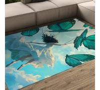 FEIPUHOME Art Area Rug 100x120cm Butterfly Dreams Aesthetic Rugs Girl in the Sky Pattern Carpet for Living Room Bedroom Study Room Dining Room Foyer Washable Non Slip
