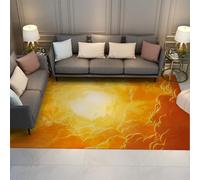 FEIPUHOME Art Area Rug 200x300cm Abstract Modern Indoor Rugs Yellow Sunlight Clouds Carpet for Girl Woman Room Bedroom Hallway Non-slip Washable Doormat Low Pile