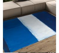 FEIPUHOME Art Area Rug 200x300cm Modern Geometric Rugs Blue and White Gingham Stripes Carpet Low Pile Non Skid for Living Room Office Corridor Machine Washable