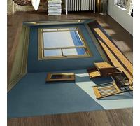 FEIPUHOME Art Area Rug 200x300cm Realistic Style Rugs Houses on the Sea Indoor/Outdoor Home Decor Carpet for Entryway Farmhouse Living Room Low Pile Washable