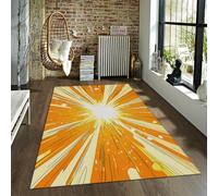 FEIPUHOME Art Area Rug 90x120cm Bright Explosion Pop Art Rugs Summer Sun Carpet for Nursery Room Bedroom Diningroom Home Office Low Pile Easy-to-Clean Yellow