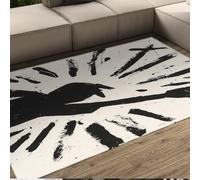 FEIPUHOME Art Area Rug 90x150cm Modern Minimalism Rugs Black and White Design Abstract Silhouettes Decoration Carpet for Indoor Outdoor Hallway Low Pile Washable