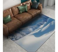 FEIPUHOME Art Area Rugs 160x230cm Winter Wonderland White Rug a World Covered in Snow Carpet for Living Room Boys Bedroom Sports Room Washable Low Pile Non Skid