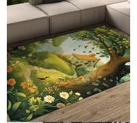 FEIPUHOME Art Area Rugs 60x90cm Charming Cottage Garden Large Rug Floral Birds Dreamscape Floor Mat Contemporary Living Bedroom Soft Front Porch Indoor Carpet