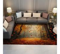 FEIPUHOME Art Area Rugs 90x120cm Nordic Style Nature Landscape Rug Autumn Forest Fallen Leaves Easy Clean Carpet for Bedroom Living Dining Room Kitchen Low Pile