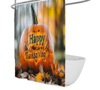 FEIPUHOME Art Autumn Pumpkins Shower Curtain Thanksgiving Themes Bath Curtains for Farmhouse Bathroom Accessories with Hooks Waterproof Polyester 200 x 240 cm