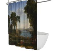 FEIPUHOME Art Baroque Style Shower Curtain Landscape with the Marriage of Isaac and Rebecca Famous Painting Prints Bathroom Curtains Waterproof 200 x 220 cm