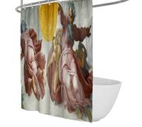 FEIPUHOME Art Classic Famous Painting Printing Shower Curtain the Creation of the Sun Moon and Plants Waterproof Fabric Bathroom Curtains with Hooks 180 x 200 cm