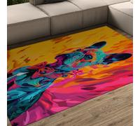 FEIPUHOME Art Colorful Abstract Background Design Area Rugs 100x120cm Bedroom Rug Dog with a Bow Patterns Entrance Front Mat Aisle Carpet Home Decor Non Slip Low Pile