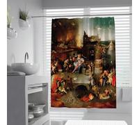 FEIPUHOME Art Mid-Century Aesthetic Shower Curtain the Temptation of Saint Anthony Famous Painting Printing Bathtub Curtains for Bathroom Decor Washable 150 x 200 cm