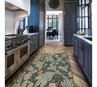 FEIPUHOME Art Mid Century Boho Chic Rugs William Morris Rustic Design Flowers and Leaves Area Rug Washable Non Slip Mat for Living Room Bedside 80x150cm