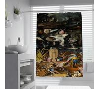 FEIPUHOME Art Mid-Century Renaissance Shower Curtains the Garden of Earthly Delights Famous Painting Printing Bathroom Partition Curtain Waterproof 200 x 220 cm