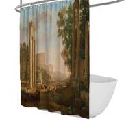 FEIPUHOME Art Mid-Century Vintage Shower Curtain Capriccio with Ruins of the Roman Famous Painting Printing Bathroom Curtains Extra Long Cloth Fabric 150 x 200 cm