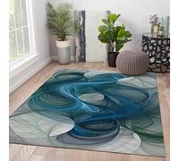 FEIPUHOME Art Modern Abstract Bedroom Living Room Area Rug Marble Blue Swirl Pattern Contemporary Boho Non Slip Rugs for Home Office Decor 180x240cm